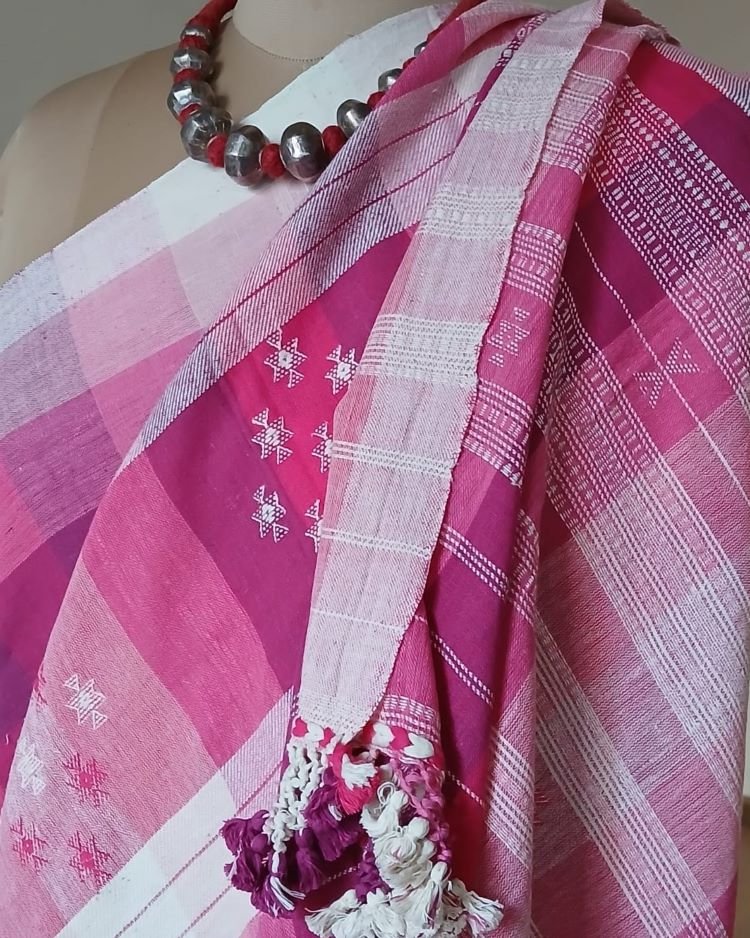 Bhujodi Saree handwoven in Kala Cotton – (BHUJ0079) - Image 4
