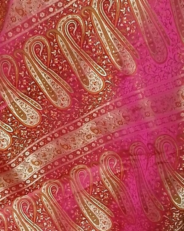 Banarasi Dohri Jamavar Zari Tanchoi - Pink - Image 9