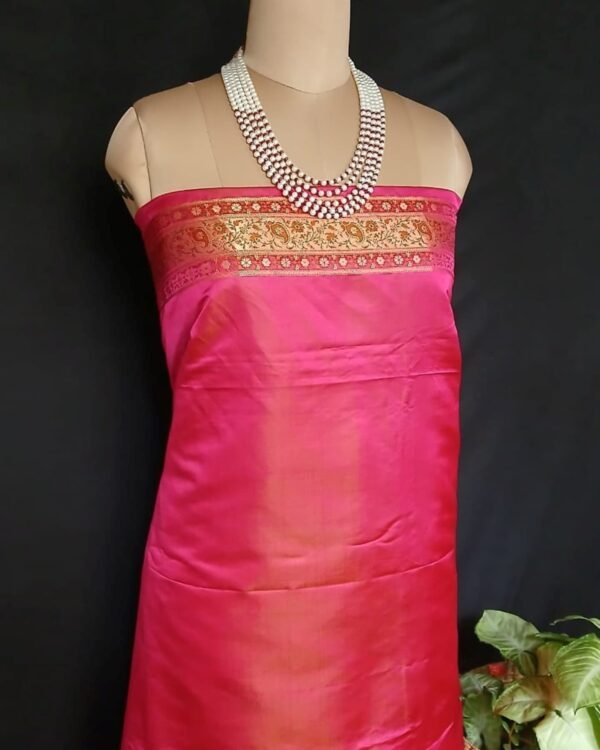 Banarasi Dohri Jamavar Zari Tanchoi - Pink - Image 10