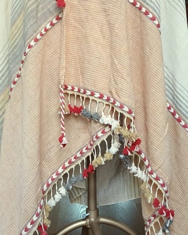 Handwoven Dupatta in Kala Cotton from Bhujodi - (HDKC0001) - Image 7