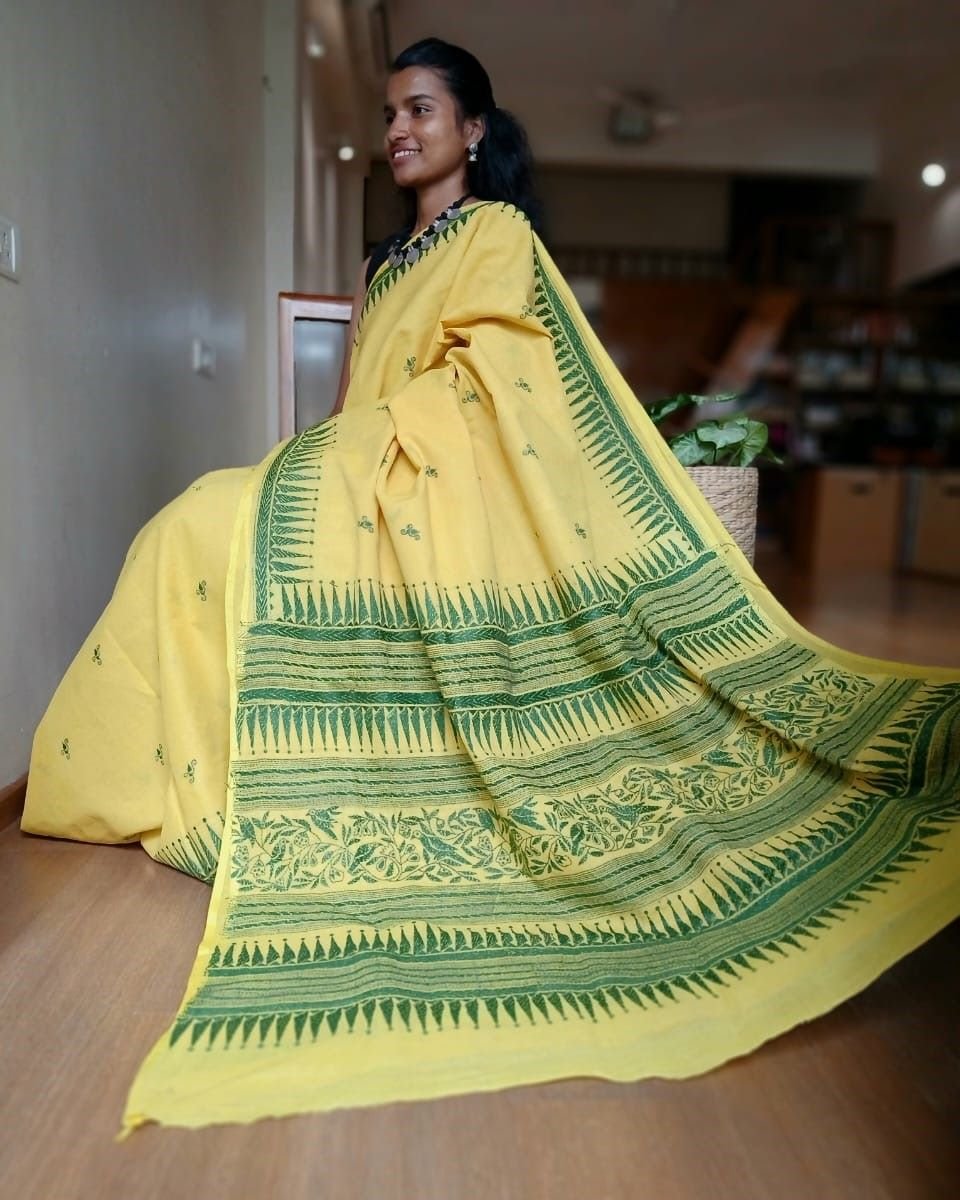 Cotton Kantha Saree from Santiniketan – (KNCS1023)