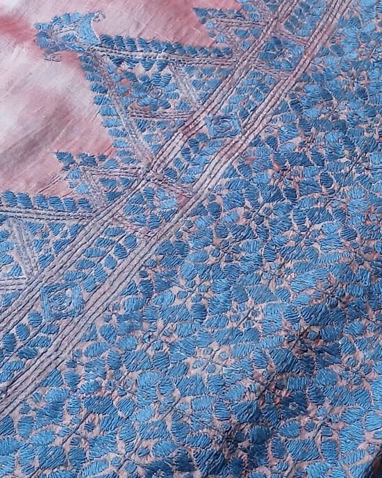 Santiniketan Kantha Saree in pure Bisnupuri Silk – (SNBK1024) - Image 11
