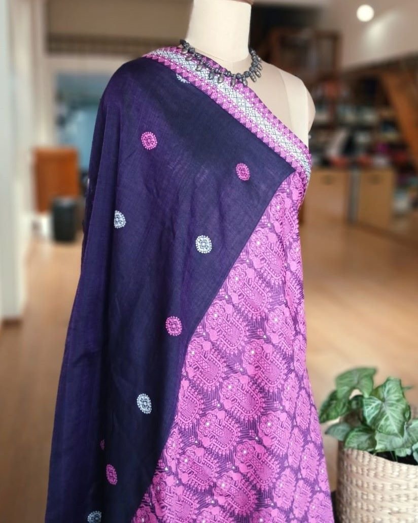 Assam Paat (Mulberry Silk) x Fine Cotton Handweave Saree – (APHS0002) - Image 6