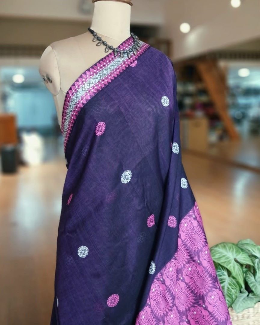 Assam Paat (Mulberry Silk) x Fine Cotton Handweave Saree – (APHS0002) - Image 3