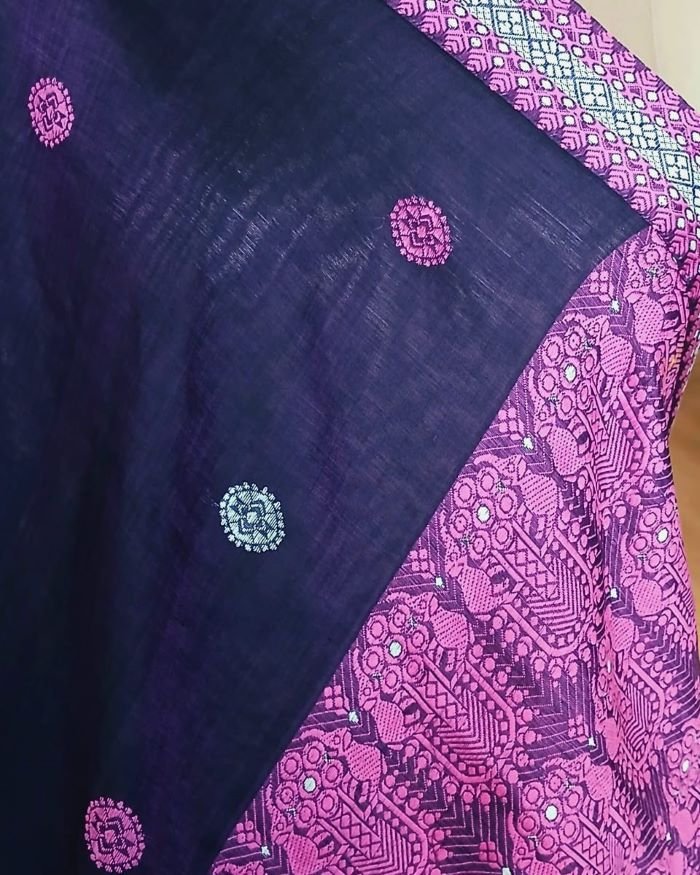 Assam Paat (Mulberry Silk) x Fine Cotton Handweave Saree – (APHS0002) - Image 5