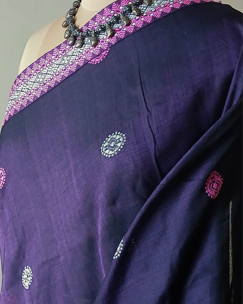 Assam Paat (Mulberry Silk) x Fine Cotton Handweave Saree – (APHS0002) - Image 4