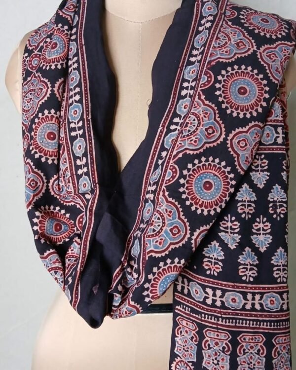 Ajrakh Handblock Dupatta in Natural Dyes - (AHDN0002)