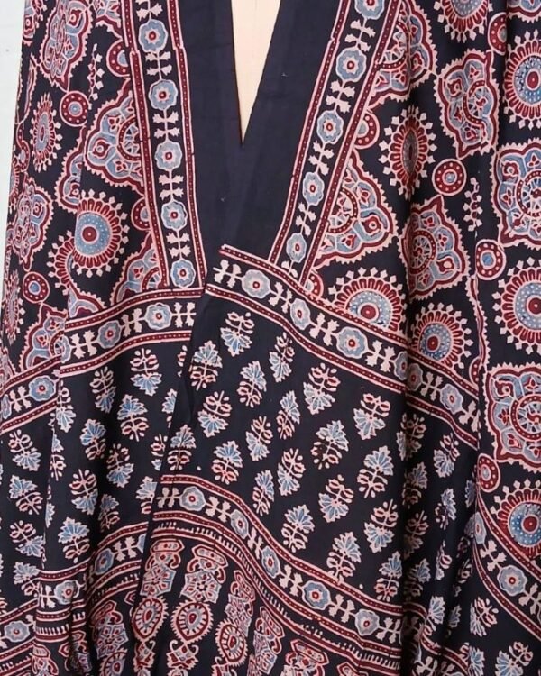 Ajrakh Handblock Dupatta in Natural Dyes - (AHDN0002) - Image 4