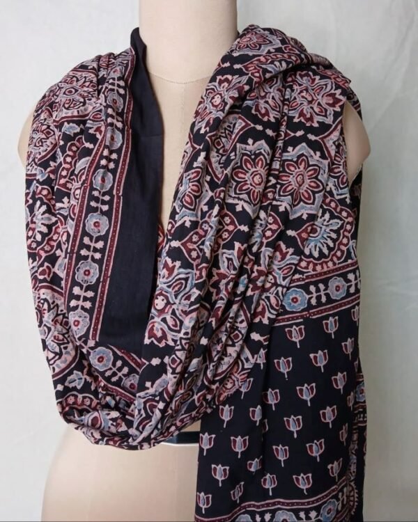 Ajrakh Handblock Dupatta in Natural Dyes – (AHDN0005)