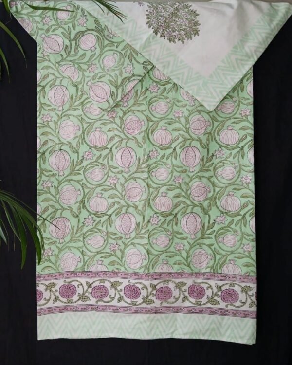 Blockprint Double Bedsheet with matching pillowcases – (DBST0011)