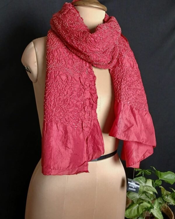Luxurious Silk Dupatta/Shawl with very fine bandhani work - (LSDS0004)