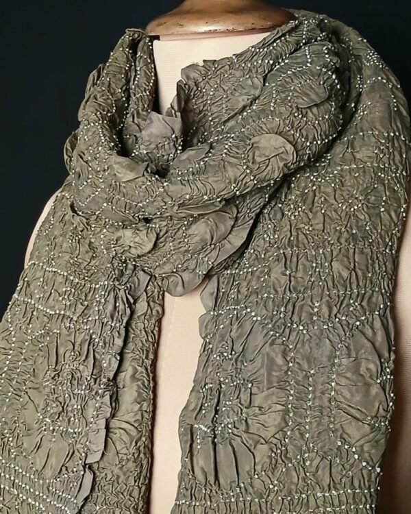 Luxurious Silk Dupatta/Shawl with very fine bandhani work - (LSDS0005) - Image 2