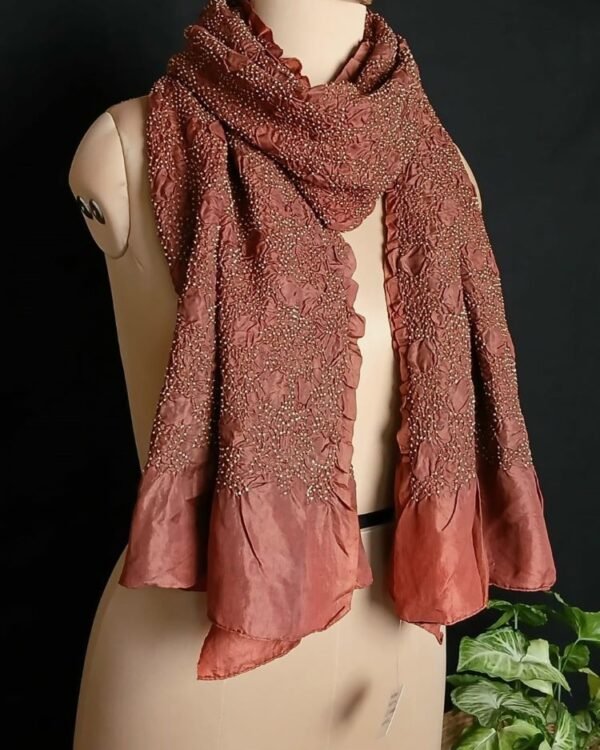 Luxurious Silk Dupatta/Shawl with very fine bandhani work - (LSDS0006)
