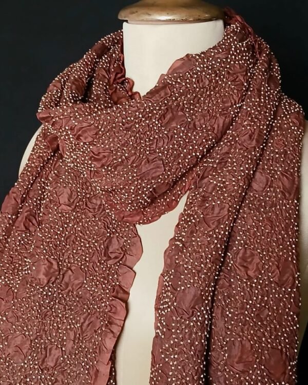 Luxurious Silk Dupatta/Shawl with very fine bandhani work - (LSDS0006) - Image 2
