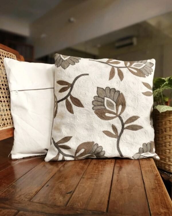 Crewel embroidered Floral Motif Cushion Covers - (CCMC0004)