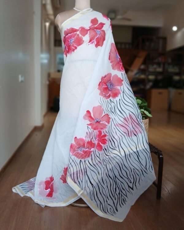 Handpainted Saree on Kota Doria – (HPKD0015) - Image 3