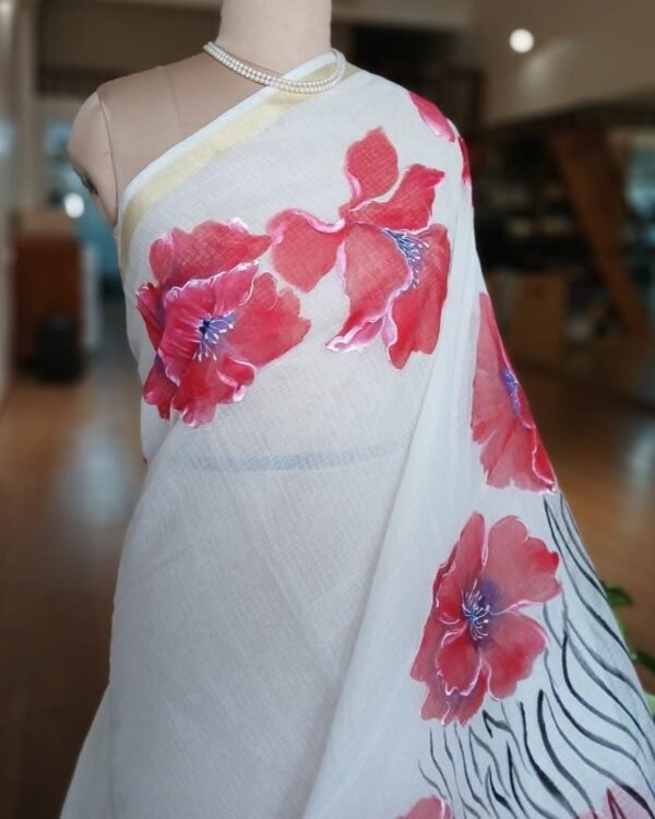 Handpainted Saree on Kota Doria – (HPKD0015) - Image 4