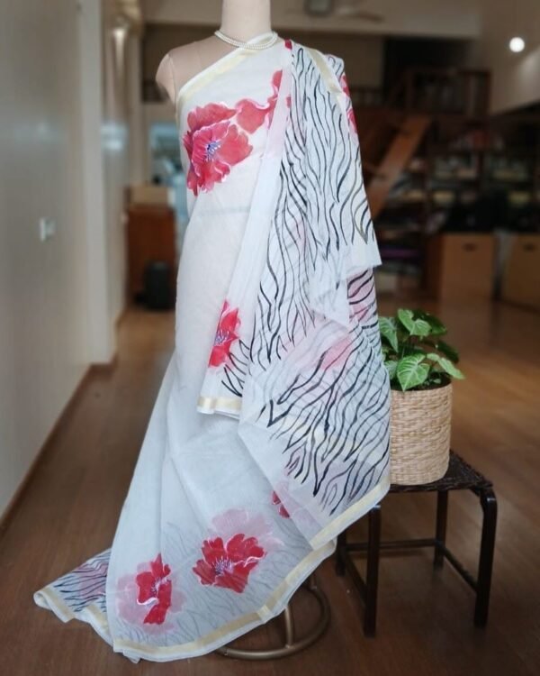 Handpainted Saree on Kota Doria – (HPKD0015)