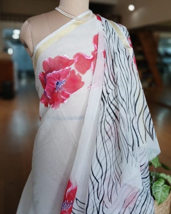 Handpainted Saree on Kota Doria – (HPKD0015) - Image 5