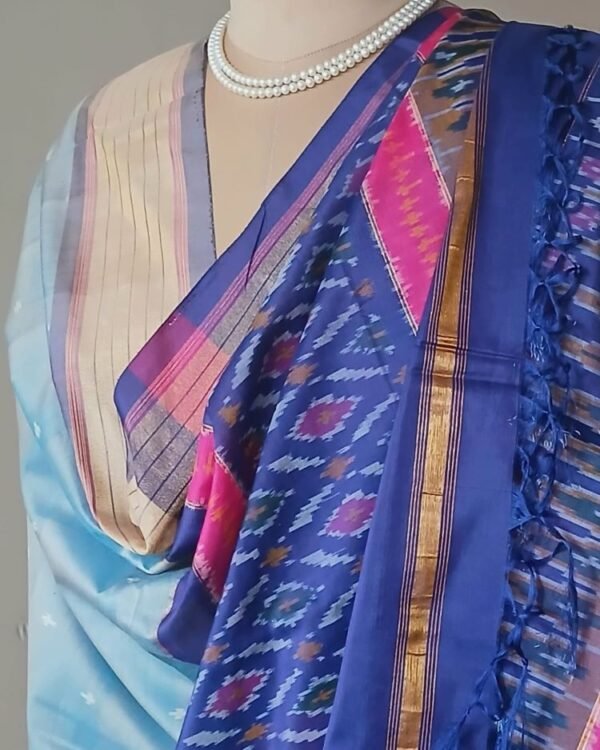 Silk-cotton dupattas from Telengana – (SCDT0005) - Image 3