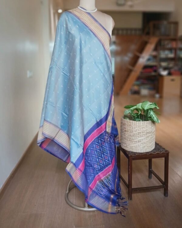 Silk-cotton dupattas from Telengana – (SCDT0005) - Image 4