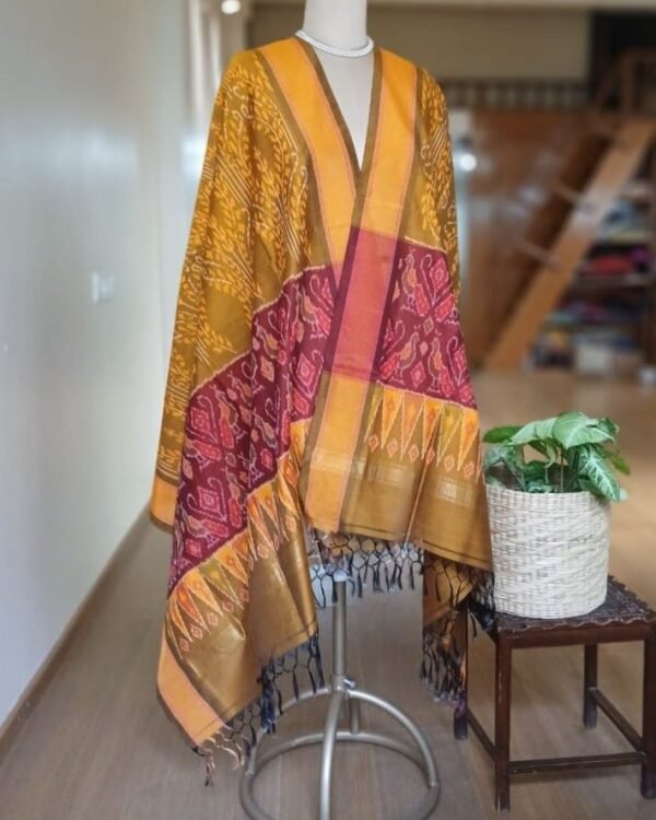 Silk-cotton dupattas from Telengana – (SCDT0006)