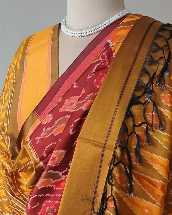 Silk-cotton dupattas from Telengana – (SCDT0006) - Image 3