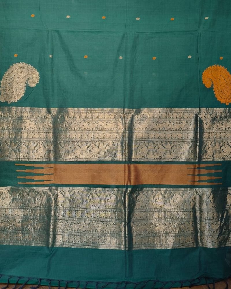Kanchi Cotton Handweave with zari border - (KANC1136) - Image 11