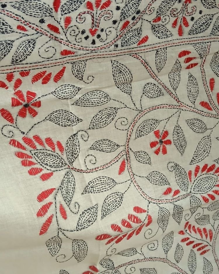 Cotton Kantha Saree from Santiniketan – (KNCS1026) - Image 8