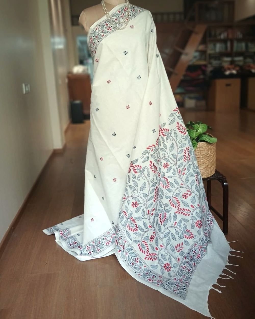 Cotton Kantha Saree from Santiniketan – (KNCS1026) - Image 2
