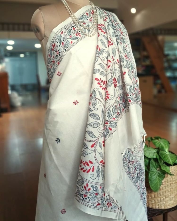 Cotton Kantha Saree from Santiniketan – (KNCS1026) - Image 3