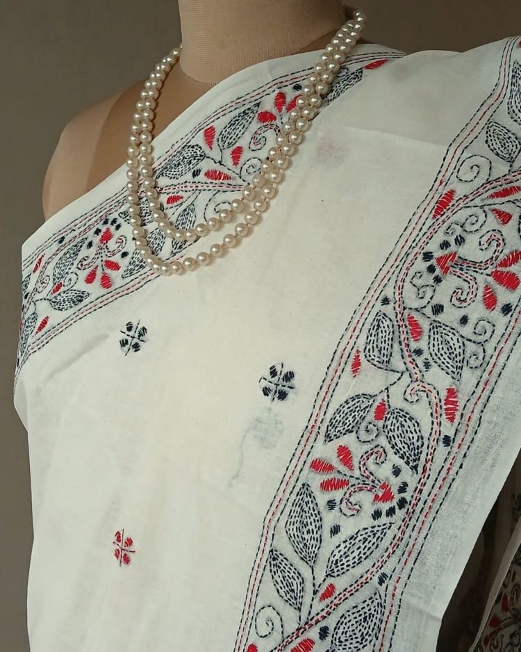 Cotton Kantha Saree from Santiniketan – (KNCS1026) - Image 4