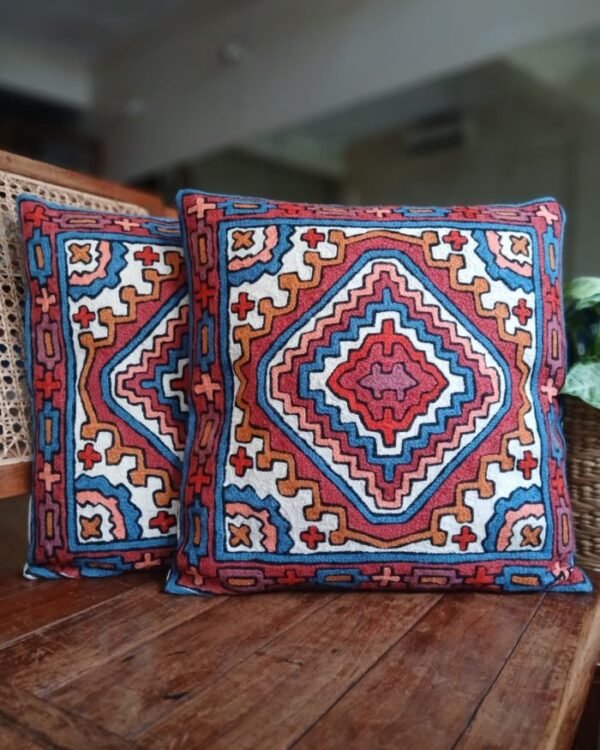 Crewel embroidered chainstitch Kilim Motif Cushion Covers – (CCMC0009)