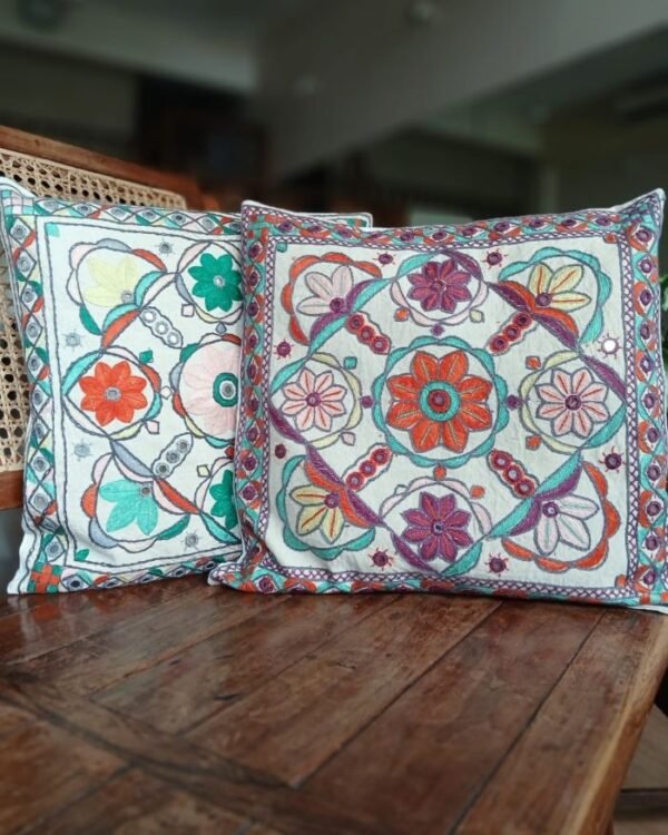 Densely embroidered cushion covers in paako style  - (DECC0004)
