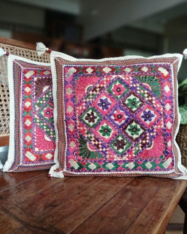 Densely embroidered cushion covers in paako style  - (DECC0005)