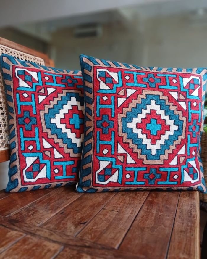 Densely embroidered cushion covers in paako style – (DECC0009) - Image 2