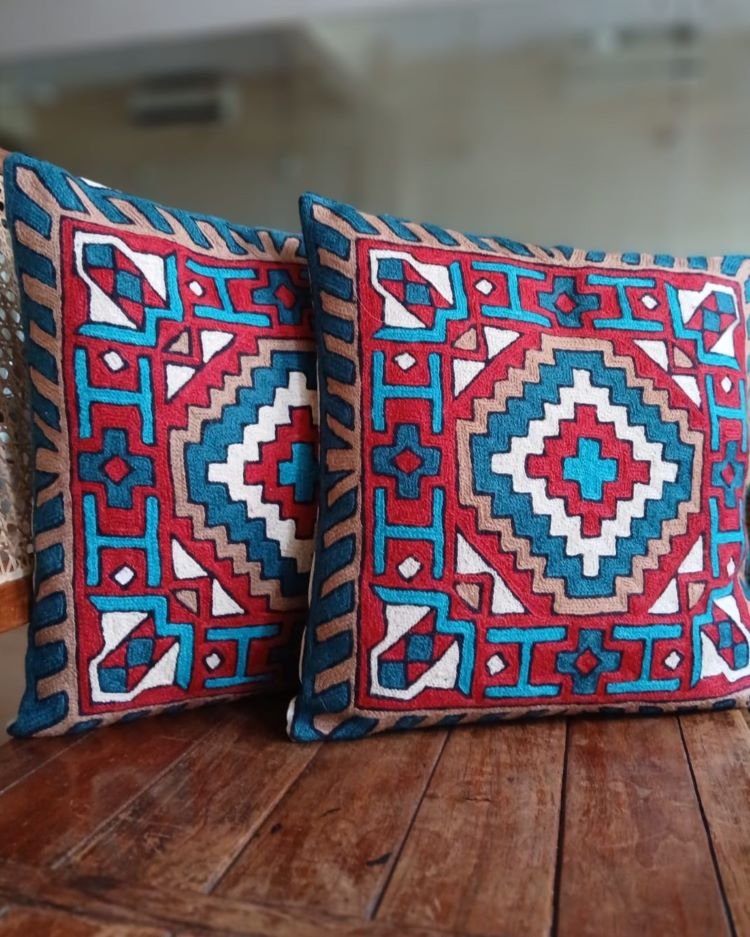 Densely embroidered cushion covers in paako style – (DECC0009) - Image 3