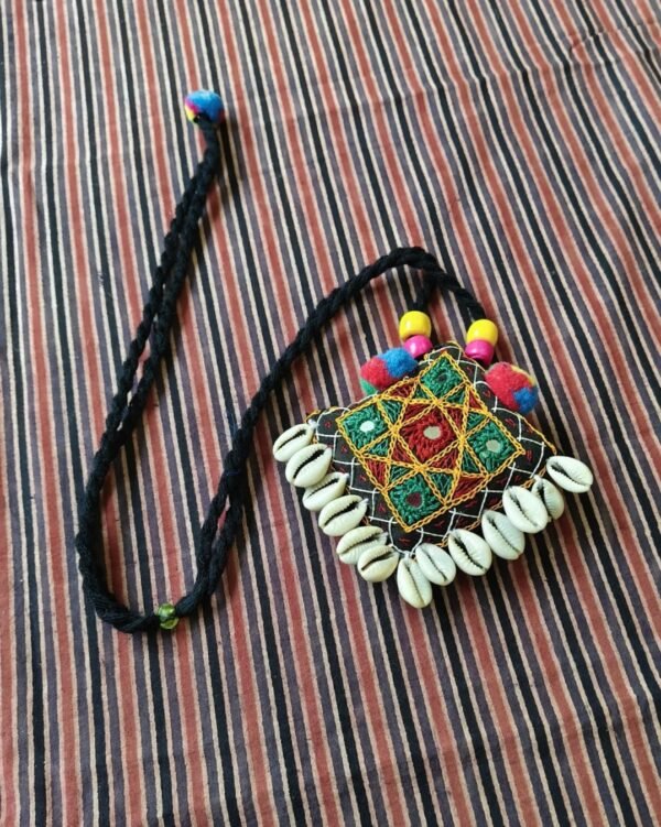 Colourful Meghwal Hand Embroidered necklace – (CMHE0034) - Image 2