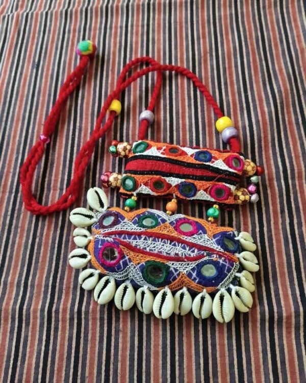 Colourful Meghwal Hand Embroidered necklace – (CMHE0021) - Image 2
