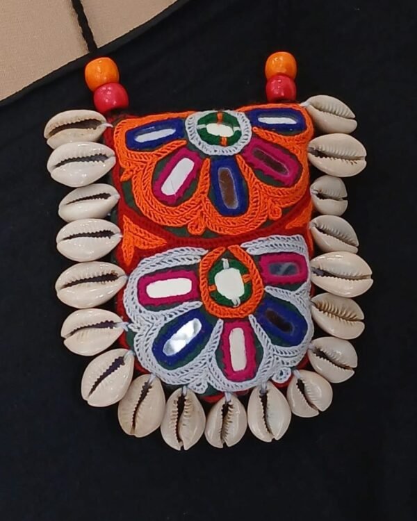 Colourful Meghwal Hand Embroidered necklace – (CMHE0022) - Image 3