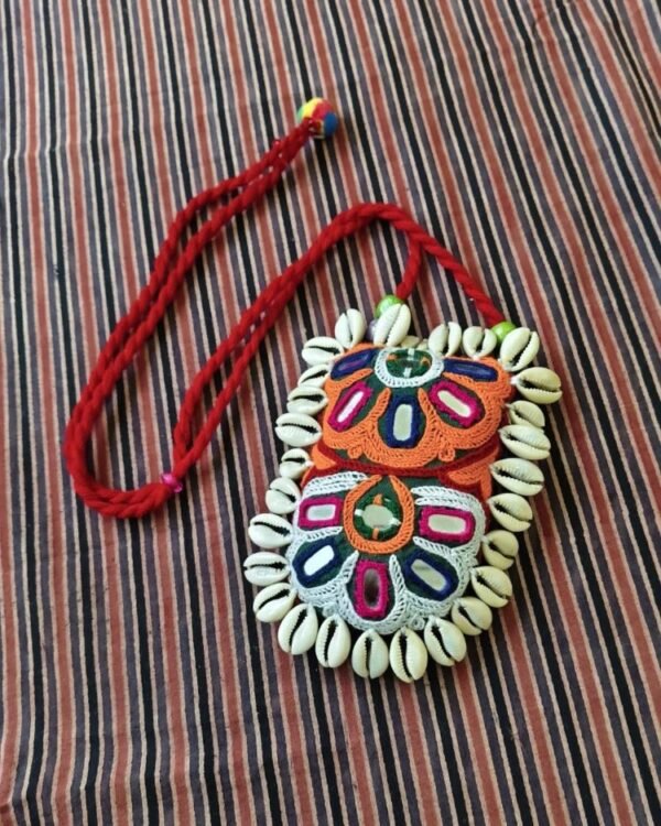 Colourful Meghwal Hand Embroidered necklace – (CMHE0024) - Image 2