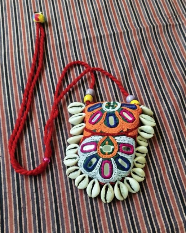 Colourful Meghwal Hand Embroidered necklace – (CMHE0028) - Image 2