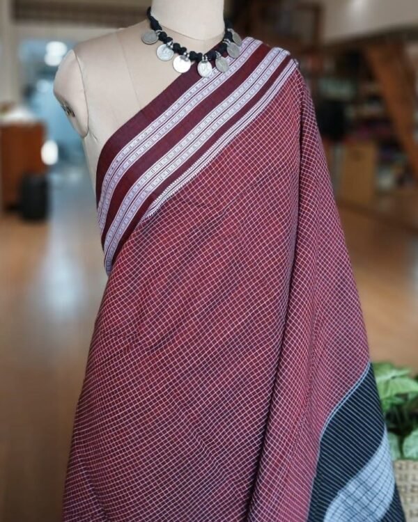 Pattedanchu Saree from Karnataka with Ilkal Style Border – (PATS0006) - Image 3