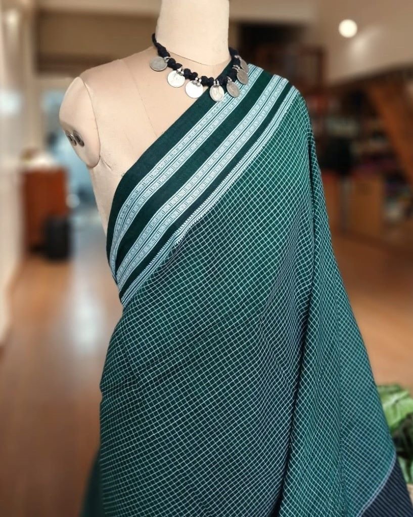 Pattedanchu Saree from Karnataka with Ilkal Style Border – (PATS0025) - Image 2