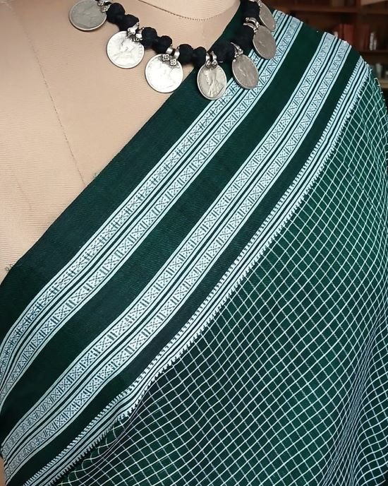 Pattedanchu Saree from Karnataka with Ilkal Style Border – (PATS0025) - Image 5