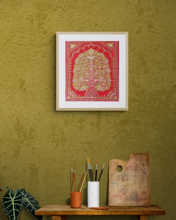 Tree of Life Rogan Art on cotton cloth - (TLRA0002)