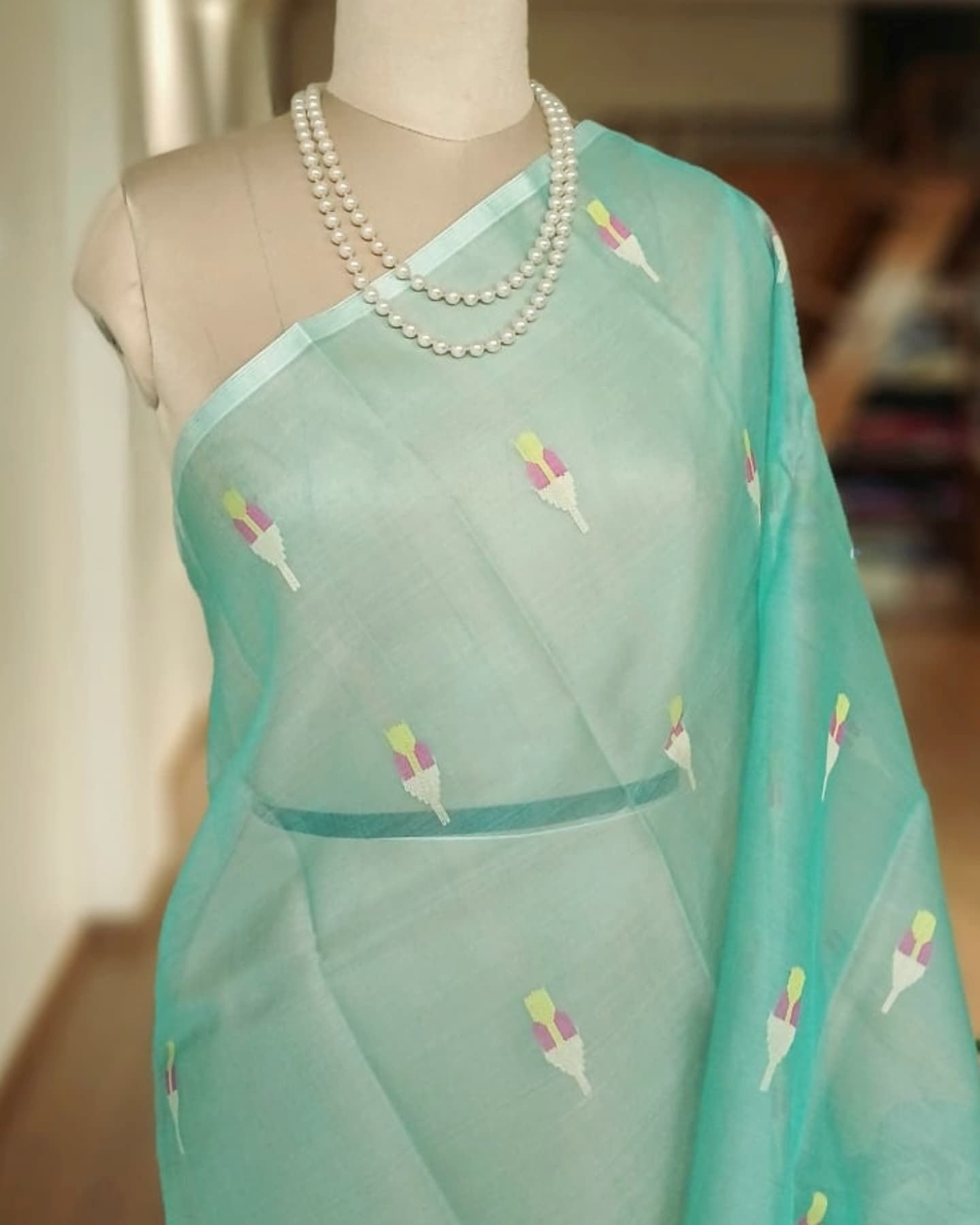Handweave Jamdani Silk Saree – (SJMS1072) - Image 4