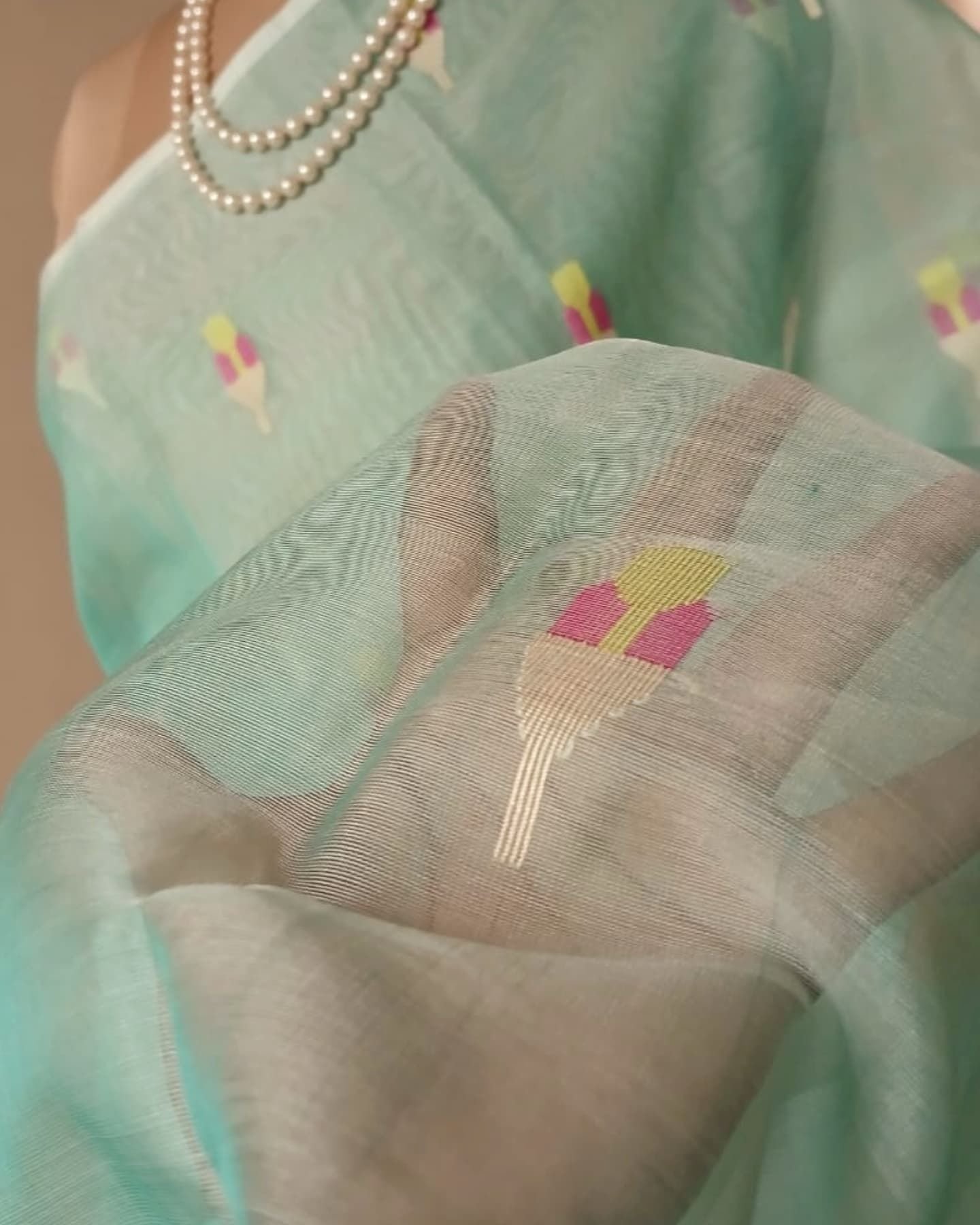 Handweave Jamdani Silk Saree – (SJMS1072) - Image 5
