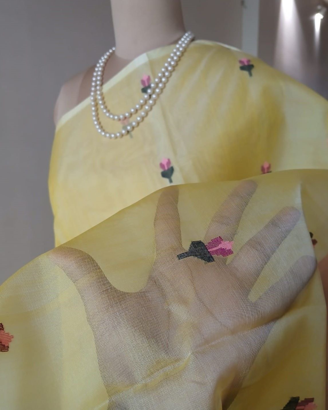 Handweave Jamdani Silk Saree – (SJMS1075) - Image 3