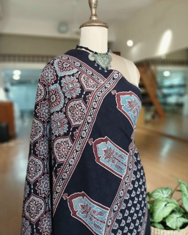Ajrakh Mul Cotton Saree – (AMCS1033) - Image 8